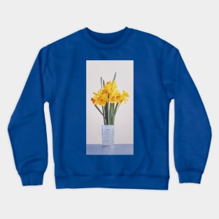 Daffodils in a Hobnail Vase Painting Crewneck Sweatshirt